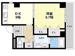 ランブラス二条御幸町 5階1DKの間取り