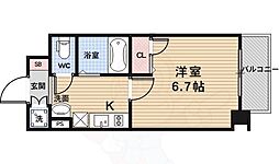 ラナップスクエア京都西陣 7階1Kの間取り