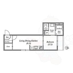 京都地下鉄東西線 東野駅 徒歩9分の賃貸アパート 2階1LDKの間取り