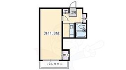 アビタ上賀茂 3階1Kの間取り