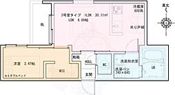 REGALEST五条大宮 2階1LDKの間取り