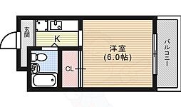 メゾンドゥ洛花 3階1Kの間取り