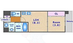 雅長岡天神 6階1LDKの間取り