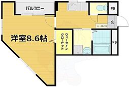 プチかわそう 2階1Kの間取り