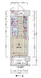 ソルテラス京都JUJO華 8階1Kの間取り