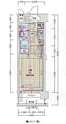 ソルテラス京都JUJO華 7階1Kの間取り