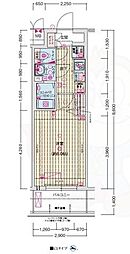 ソルテラス京都JUJO華 7階1Kの間取り