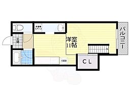 エクセレント竜安寺 2階ワンルームの間取り