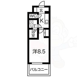 アーバンフラッツ五条堀川 11階1Kの間取り