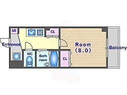 アイリスウエスト 2階1Kの間取り