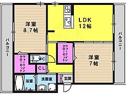 ストラーダ 3階2LDKの間取り