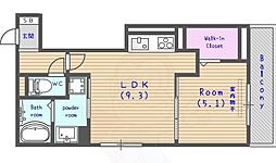 アレーズ向日町 3階1LDKの間取り