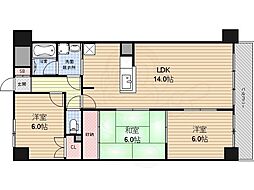 シベール阪急桂 2階3LDKの間取り