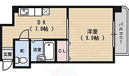 シャトー庵 4階1DKの間取り