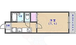 ブラザー河田 2階1Kの間取り