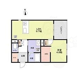 (仮称)中京区姉小路通堀川東入鍛冶町計画 2階1LDKの間取り