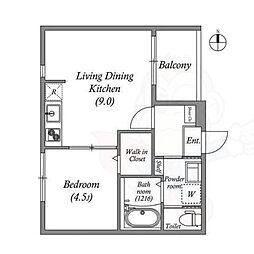 ボヌール太秦 1階1LDKの間取り