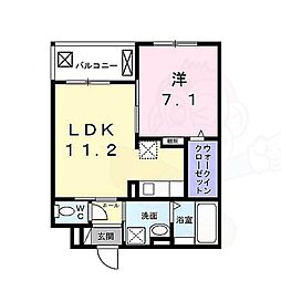 シャルマン唐橋南2 3階1LDKの間取り