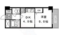 ライオンズマンション五条大宮第2 3階1Kの間取り