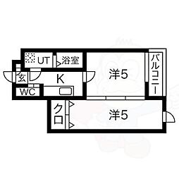 ベレーザ西陣1 3階2Kの間取り