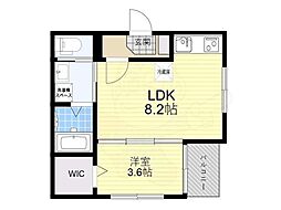 京阪本線 淀駅 徒歩8分の賃貸アパート 1階1LDKの間取り