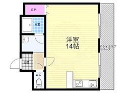 アビタシオン鴨川 2階ワンルームの間取り