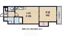 アドバンス京都西院パルティーレ 2階1LDKの間取り