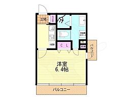 グレースアレイ西院 5階1Kの間取り