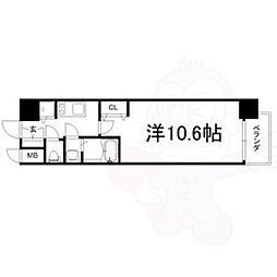 アール京都グレイス 2階1Kの間取り