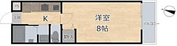 フォルトゥーナ鷹峯 2階1Kの間取り