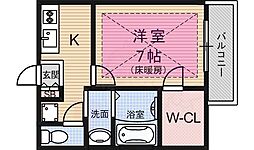ヴィヴィ・セレサ弐番館 2階1Kの間取り