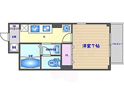 下鴨葵館 4階1Kの間取り