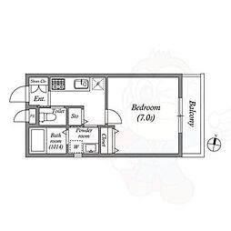 GRAND CASA TENJINGAWA 2階1Kの間取り