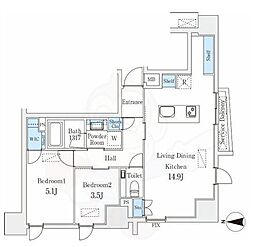 STANDZ京都二条 2LDKの間取図画像