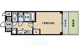 プレサンス京都五条天使突抜 1階1Kの間取り
