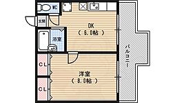 モア室町 1DKの間取図画像