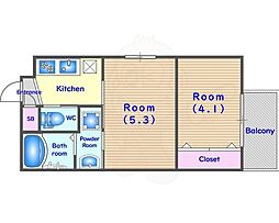 MJC京都丹波口 2Kの間取図画像