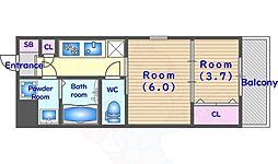 CRESTTAPP京都二条 2Kの間取図画像