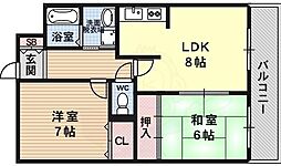 カサデ高ノ手 2LDKの間取図画像