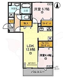 プルミエール上賀茂 2LDKの間取図画像