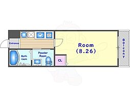 フラッティ毘沙門町 1Kの間取図画像