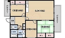 嶋津マンション 3LDKの間取図画像