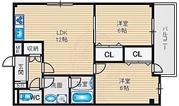 グランドール・ゼニカ 2LDKの間取図画像