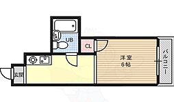 万里小路アベニュー 1Kの間取図画像