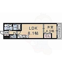 レジデンス二条洛中庵 1LDKの間取図画像