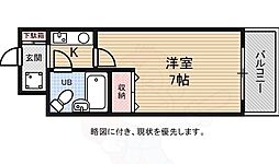 デトムワン西陣2 ワンルームの間取図画像