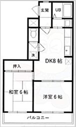 セントポーリア太秦2 2DKの間取図画像