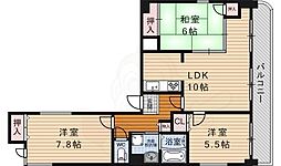 四条大宮シャトー朝日 3LDKの間取図画像