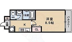 カーサグラン洛西 1Kの間取図画像
