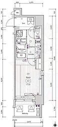 エストゥルース京都 1Kの間取図画像